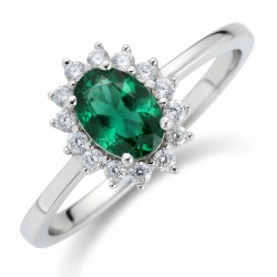 Λευκόχρυσο δαχτυλίδι οβάλ ροζέτα Κ14 με ζιργκόν